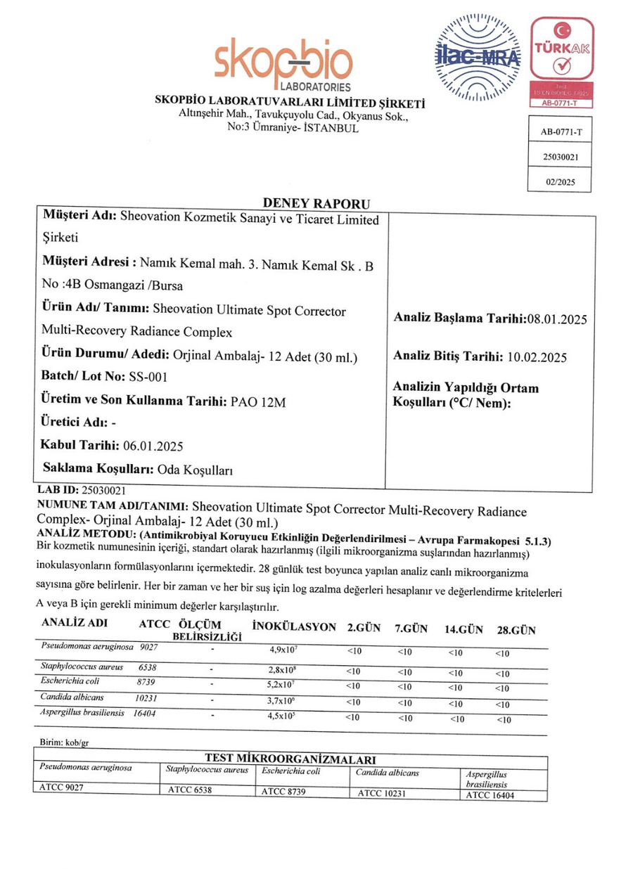 Skopbio antimikrobiyal koruyucu etkinlik raporu